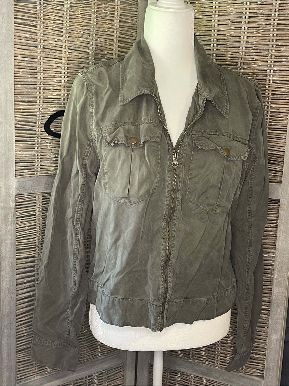 Mossimo Supply Co. Olive Green Zip-Front Utility Jacket sz L (44)